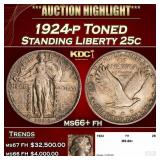 1924-p Standing Liberty Quarter Toned 25c ms66+ fh