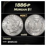 1886-p Morgan Dollar $1 Grades ms66