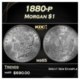 1880-p Morgan Dollar $1 Grades ms65