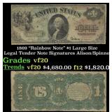 1869 $1 Large Size Legal Tender Note "Rainbow Note