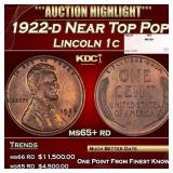 1922-d Lincoln Cent Near Top Pop 1c ms65+ rd SEGS