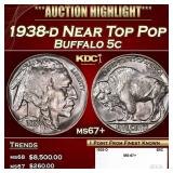 1938-d Buffalo Nickel Near Top Pop 5c ms67+ SEGS