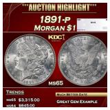 1891-p Morgan Dollar $1 ms65 SEGS