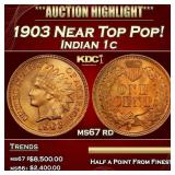 1903 Indian Cent Near Top Pop! 1c ms67 rd SEGS