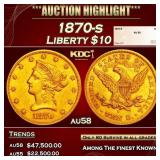 1870-s Gold Liberty Eagle $10 au58 SEGS