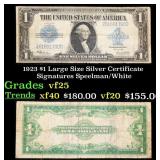 1923 $1 large size Silver Certificate Grades vf+ S