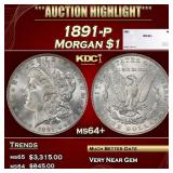 1891-p Morgan Dollar $1 ms64+ SEGS