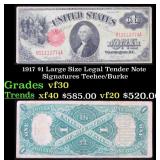 1917 $1 Large Size Legal Tender Note Grades vf++ S