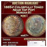1885-p Morgan Dollar Colorfully Toned Near Top Pop
