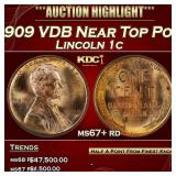 1909 VDB Lincoln Cent Near Top Pop 1c ms67+ rd SEG