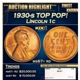 1930-s Lincoln Cent TOP POP! 1c ms67+ rd SEGS