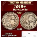 1916-p Buffalo Nickel 5c ms66 SEGS