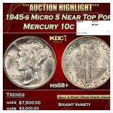 1945-s Micro S Mercury Dime Near Top Pop 10c ms68+