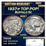 1937-p Buffalo Nickel TOP POP! 5c ms68+ SEGS