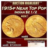 1915-p Gold Indian Quarter Eagle Near Top Pop! $2