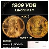 1909 VDB Lincoln Cent 1c ms66+ rd SEGS