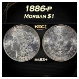 1886-p Morgan Dollar $1 Grades ms63+