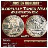 1964-p Washington Quarter Colorfully Toned Near To