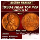 1938-s Lincoln Cent Near Top Pop 1c ms67+ rd SEGS
