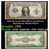 1923 $1 large size Silver Certificate Grades vf++