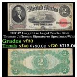 1917 $2 Large Size Legal Tender Note Thomas Jeffer