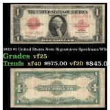 1923 $1 United States Note Grades vf+ Signatures S