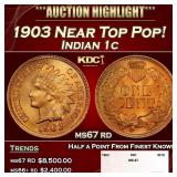 1903 Indian Cent Near Top Pop! 1c ms67 rd SEGS