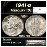 1941-d Mercury Dime 10c ms67 fsb SEGS
