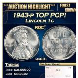 1943-p Lincoln Cent TOP POP! 1c ms68+ SEGS
