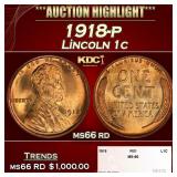 1918-p Lincoln Cent 1c ms66 rd SEGS