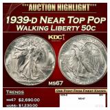 1939-d Walking Liberty Half Dollar Near Top Pop 50