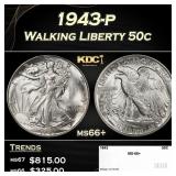 1943-p Walking Liberty Half Dollar 50c ms66+ SEGS