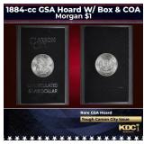 1884-cc Morgan Dollar GSA Hoard W/ Box & COA $1 Gr