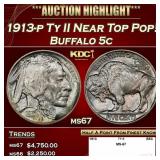 1913-p Ty II Buffalo Nickel Near Top Pop! 5c ms67
