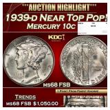 1939-d Mercury Dime Near Top Pop! 10c ms68 FSB SEG