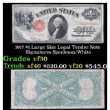 1917 $1 Large Size Legal Tender Note Grades vf++ S