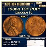 1936-s Lincoln Cent TOP POP! 1c ms67+ rd SEGS