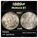 1889-p Morgan Dollar $1 Grades ms65