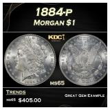 1884-p Morgan Dollar $1 Grades ms65