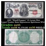 1907 $5 Large Size Legal Tender Note "WoodChopper"