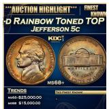 1942-d Jefferson Nickel Rainbow Toned TOP POP! 5c
