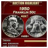 1950 Proof Franklin Half Dollar 50c pr68+ SEGS