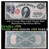 1917 $1 Large Size Legal Tender Note Grades vf++ S