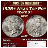 1925-p Peace Dollar Near Top Pop $1 ms67 SEGS