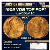 1909 VDB Lincoln Cent TOP POP! 1c ms68 rd SEGS