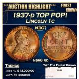 1937-d Lincoln Cent TOP POP! 1c ms68 rd SEGS