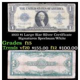 1923 $1 large size Silver Certificate Grades f+ Si
