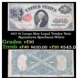 1917 $1 Large Size Legal Tender Note Grades vf++ S