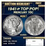 1941-p Mercury Dime TOP POP! 10c ms68+ SEGS