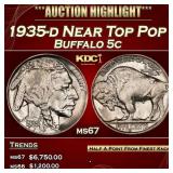 1935-d Buffalo Nickel Near Top Pop 5c ms67 SEGS